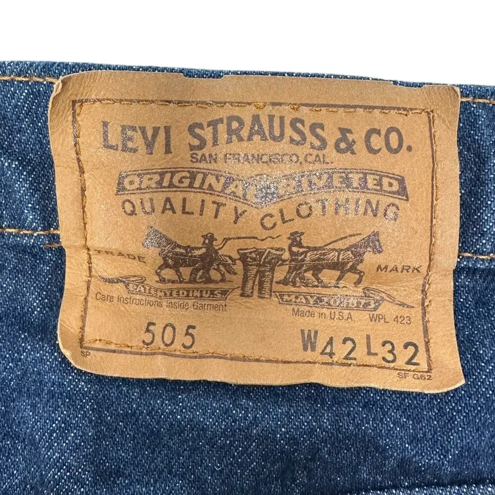Vintage Levi's Orange Tab 505 Jeans Men’s 42 x 32‎ Dark Blue Denim Straight USA